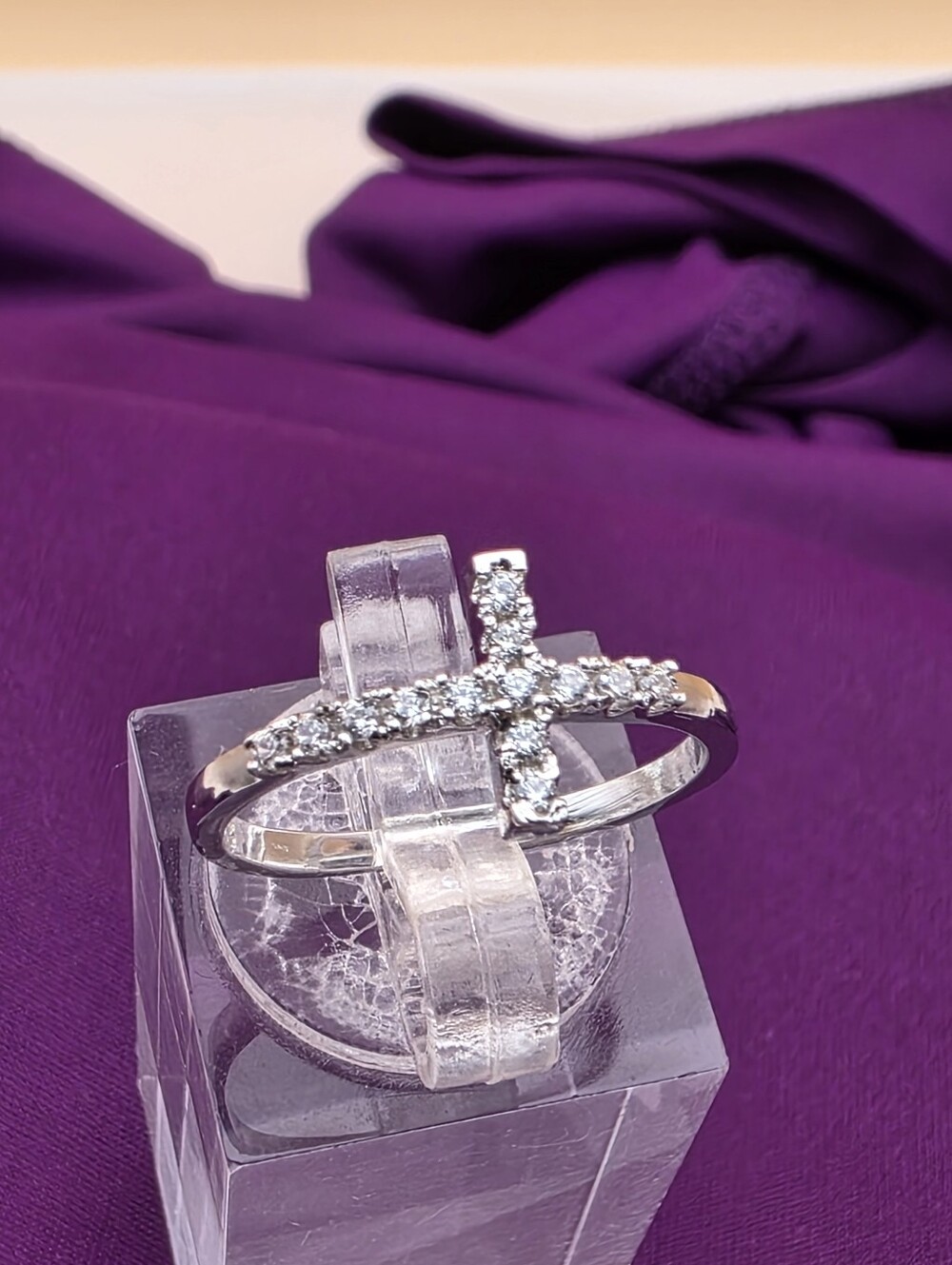 Moissanite Dainty Cross Ring